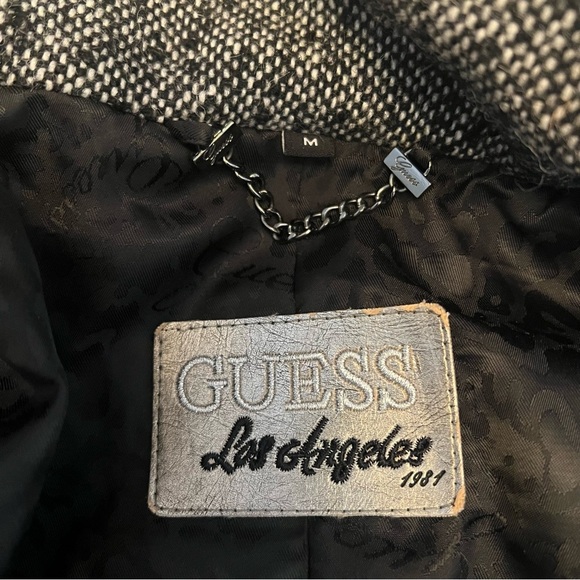 GUESS Wool-Blend Tweed Double Breasted Coat Size Medium - Picture 11 of 13